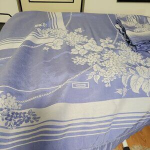 Vintage Periwinkle Blue Damask Tablecloth with matching Napkins